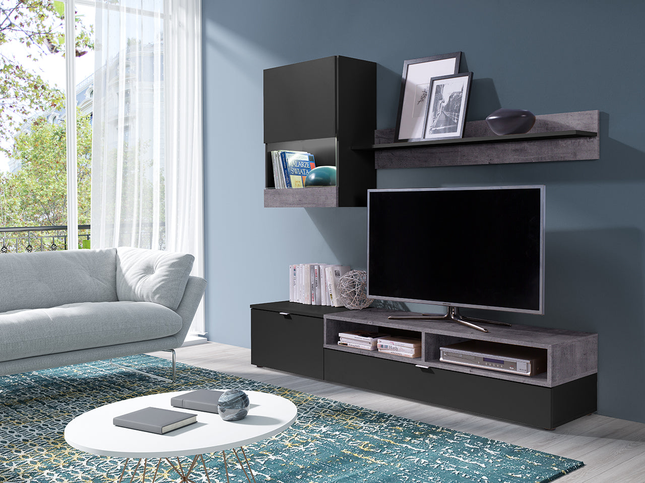 Wall Unit ALANI Black / Concreto