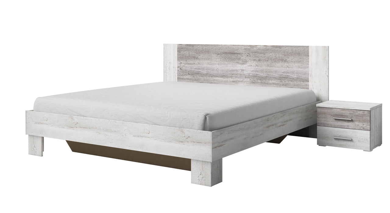 Bed 160 with 2 bedside tables VERA VE51 light canyon arctic pine / dark canyon arctic pine