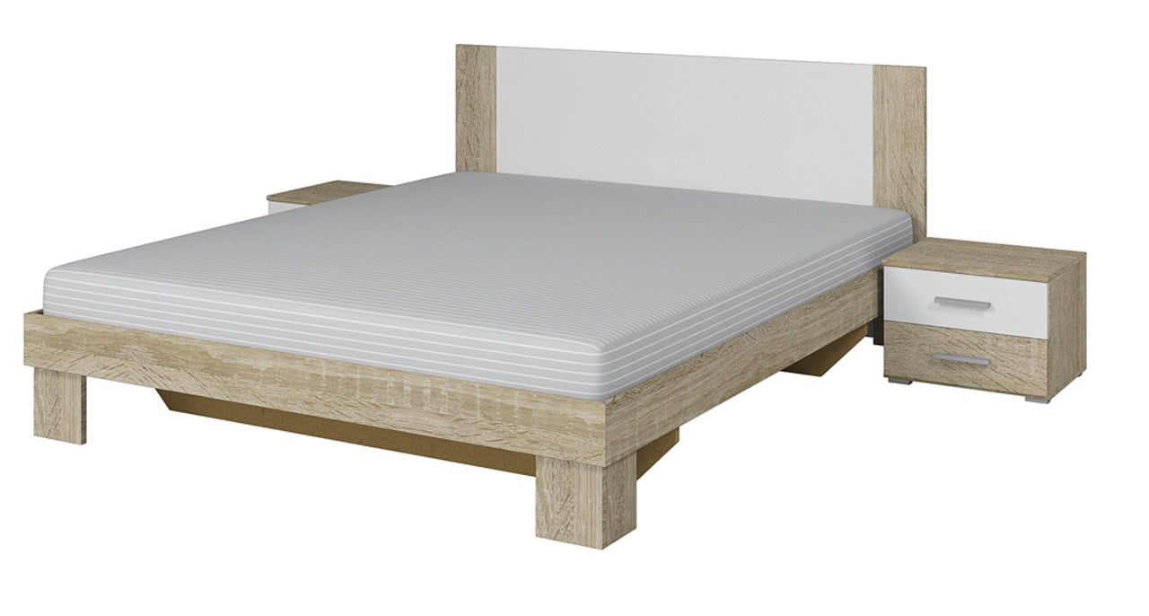 Bed 160 with 2 bedside tables VERA VE51 light sonoma oak / white