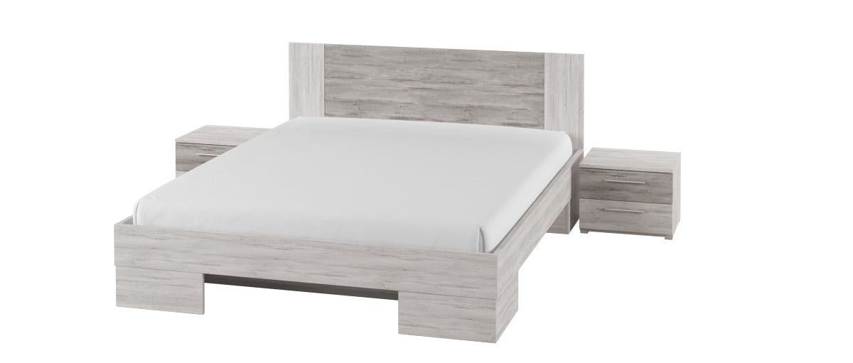 Bed 160 with 2 bedside tables VERA VE81 light canyon arctic pine / dark canyon arctic pine