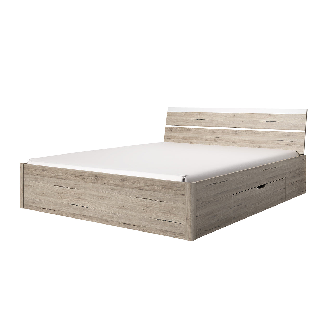 Bed 160x200 with drawers BETA BE51 san remo oak light / white