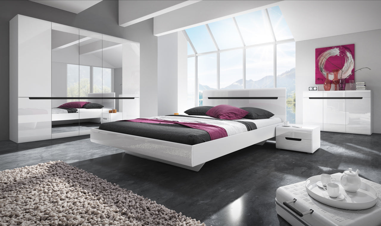 Bedroom furniture HEKTOR white laminate / white gloss