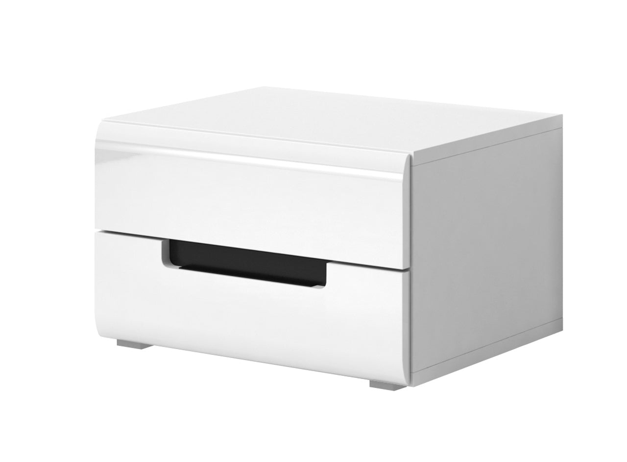 Bedside table HEKTOR HR22 white laminate / white gloss