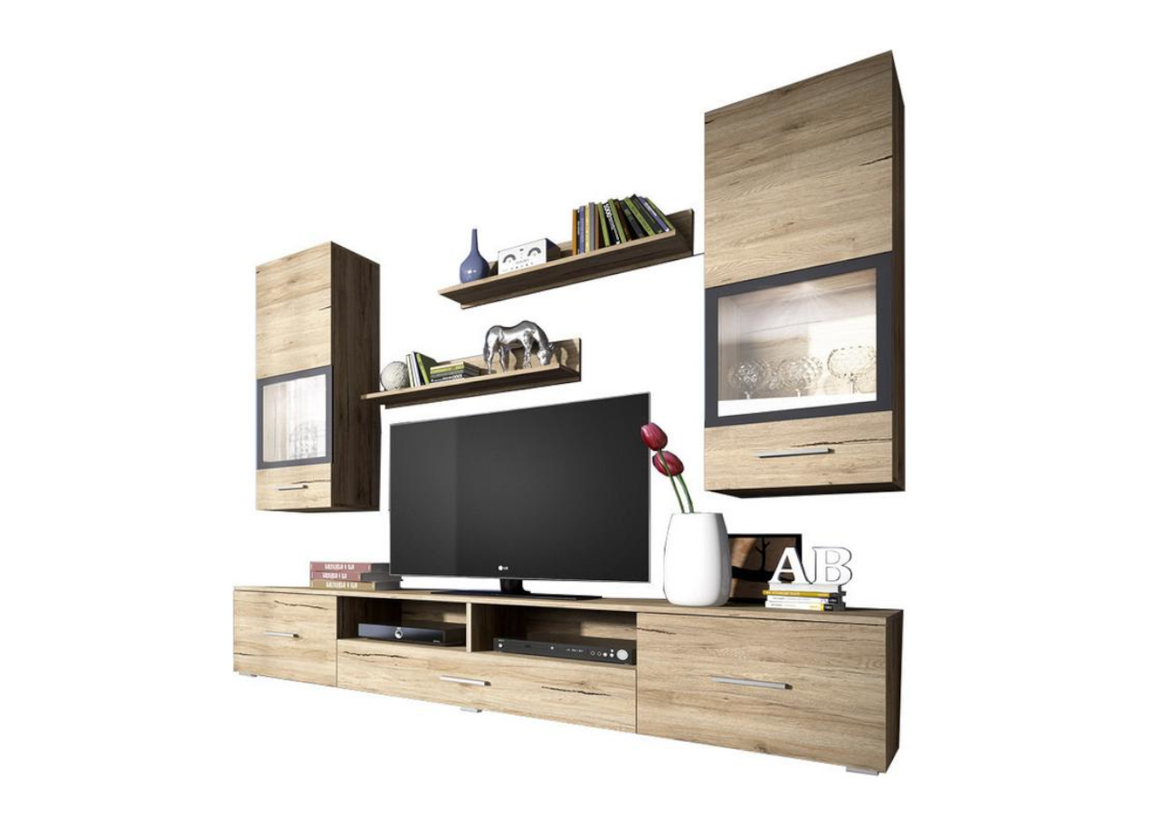 Wall Unit SARAH San remo laminate / Anthratice frames