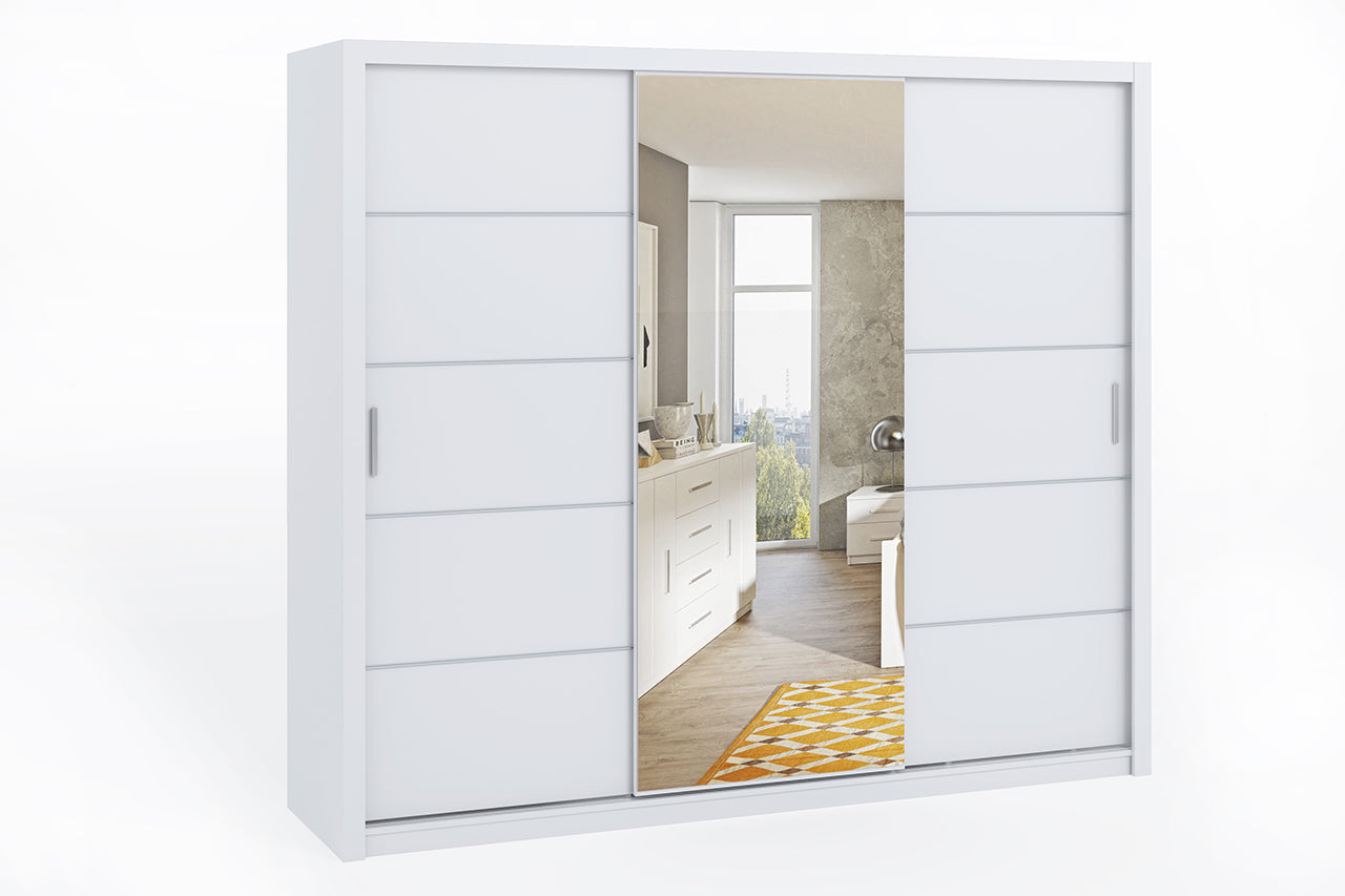 Wardrobe with a mirror 250 BONO white