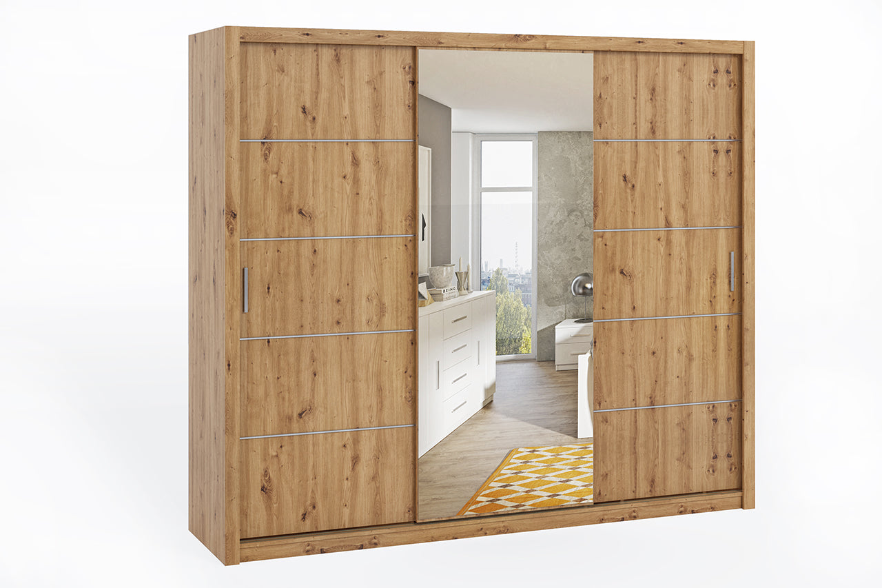 Wardrobe with a mirror 250 BONO artisan oak