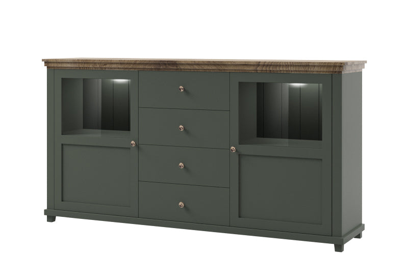 Chest of Drawers EVORA EV25 green / oak lefkas