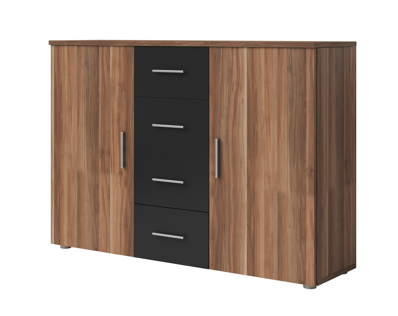 Chest of drawers VERA VE26 red walnut / black