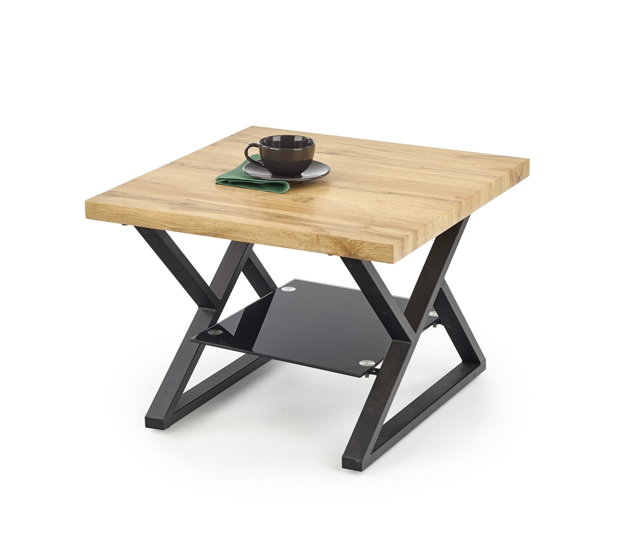 Coffee table XENA SQUARE natural oak / black