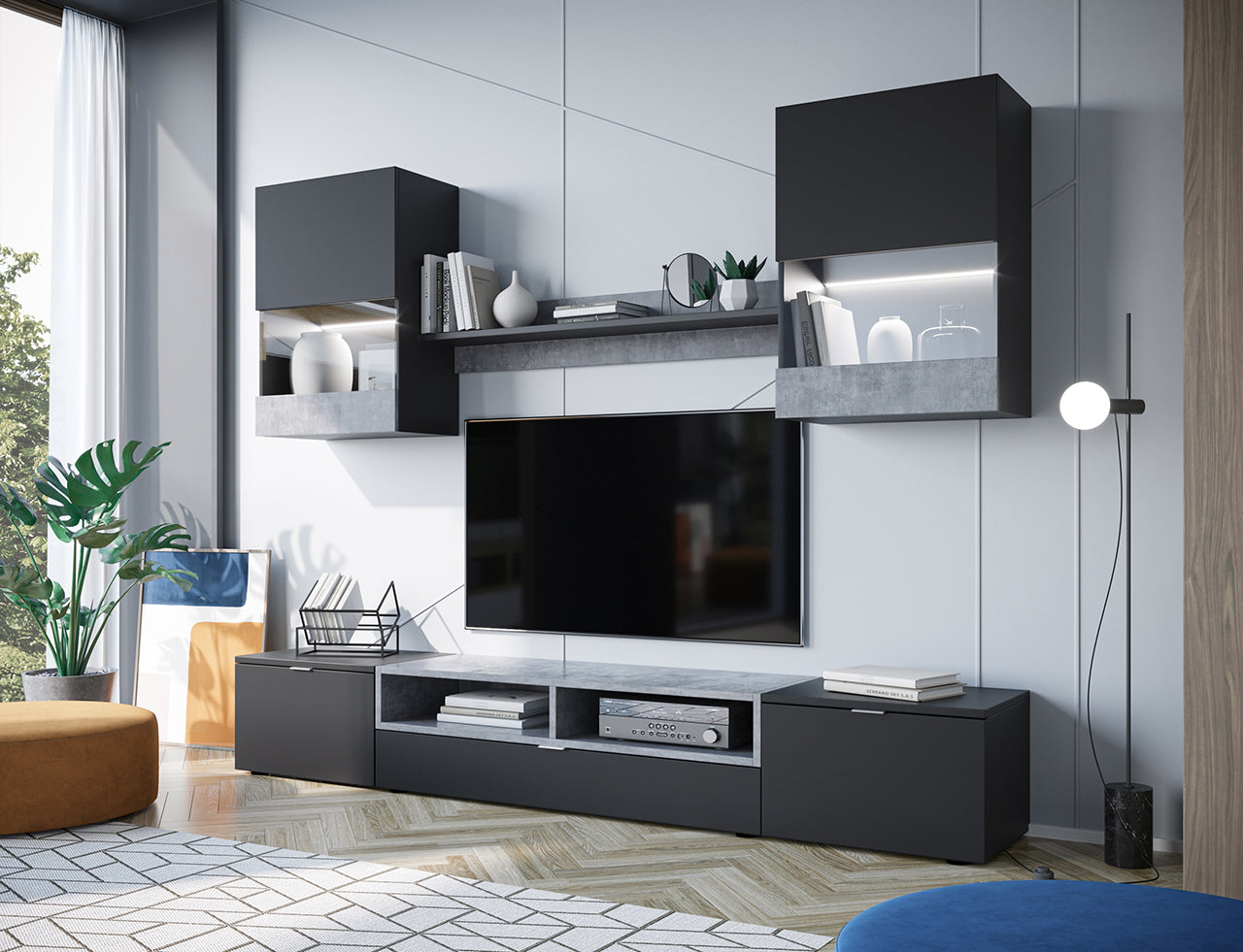 Wall Unit ALANI XL Black / Concreto