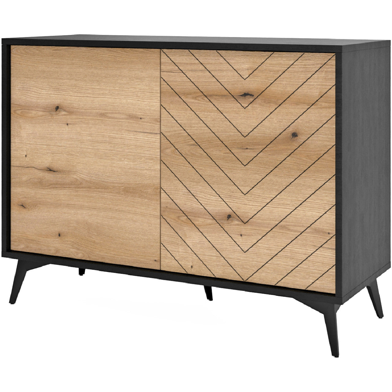 Chest of drawers DIAMOND 02 black / evoke oak