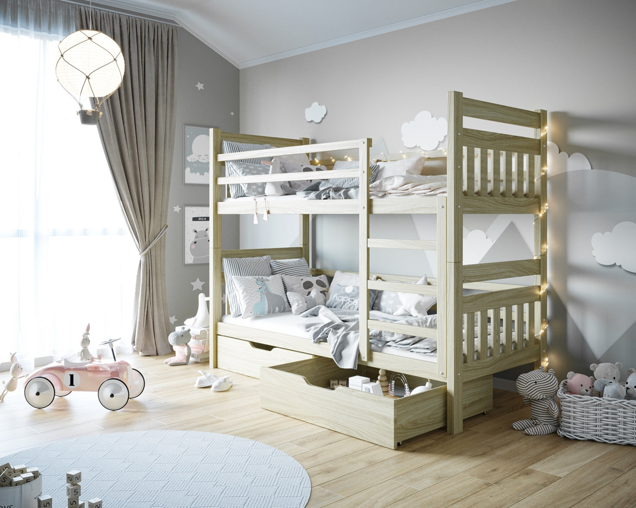 Bunk bed 80x190 BRUNO natural pine