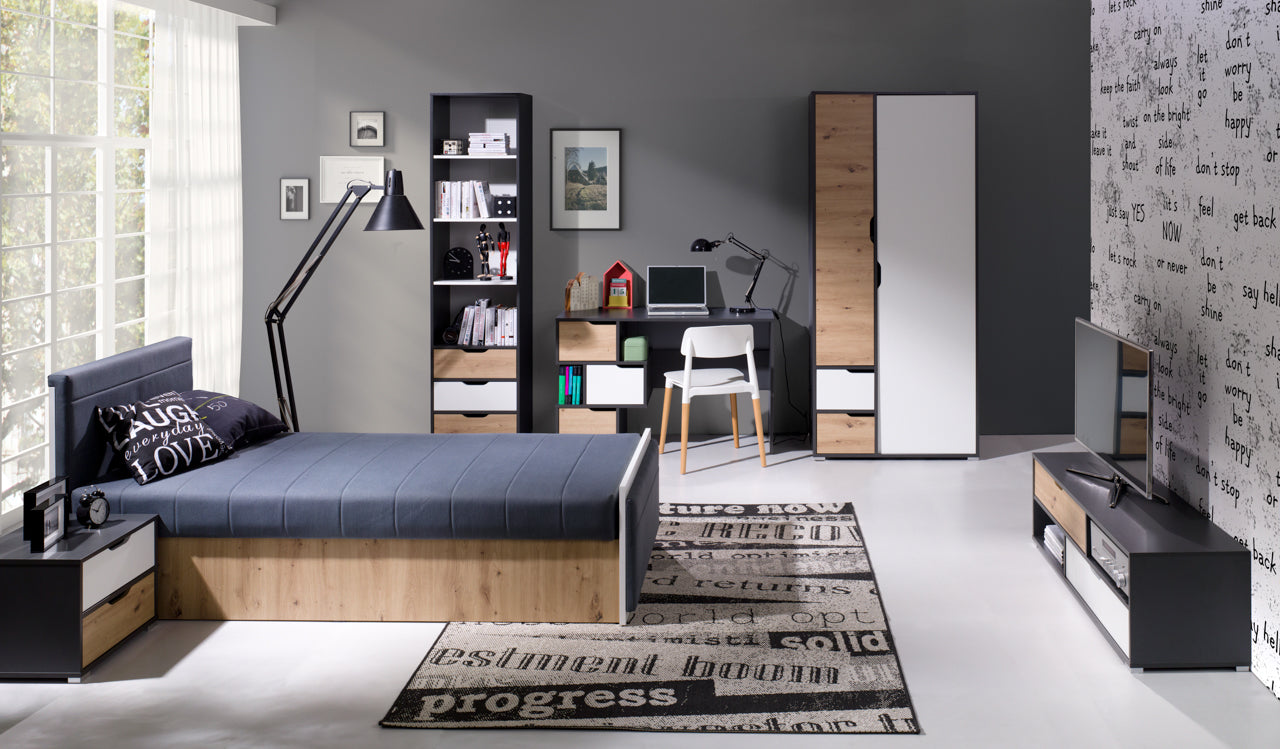 Youth Modular Furniture IWA 6 Graphite / White + Artisan Oak