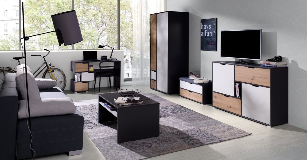 Youth Modular Furniture IWA 11 Graphite / White + Artisan Oak