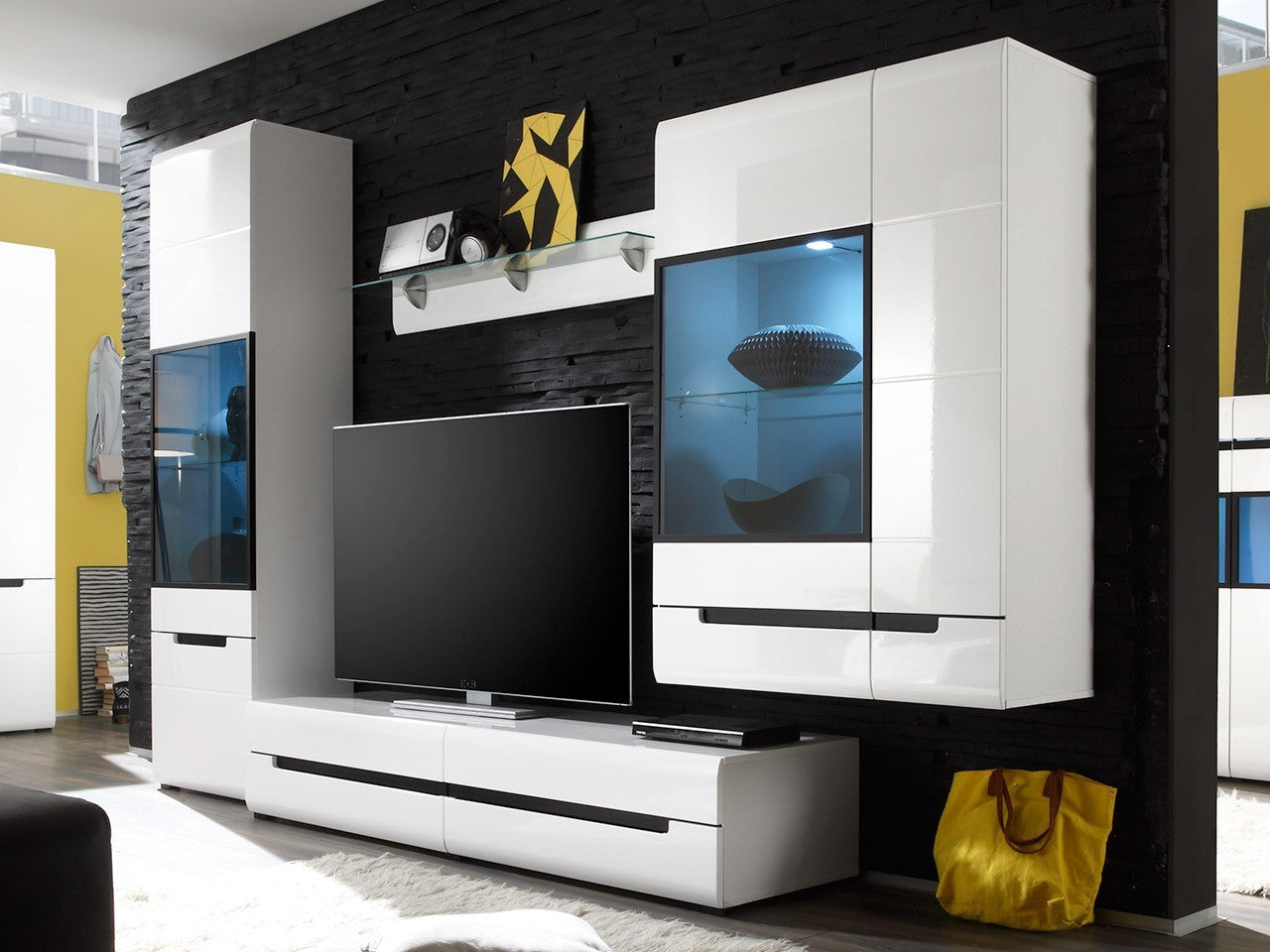 Wall unit HEKTOR 1 white laminate / white gloss