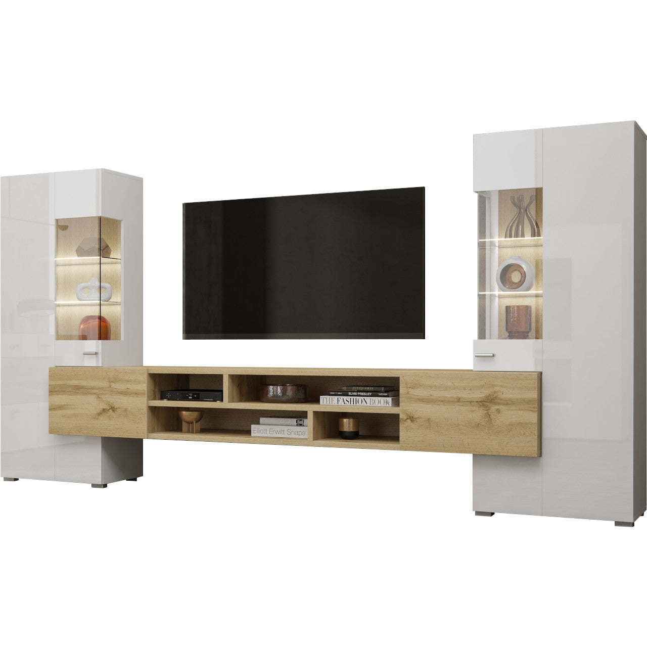 Wall unit COBY 10 wotan oak / white gloss