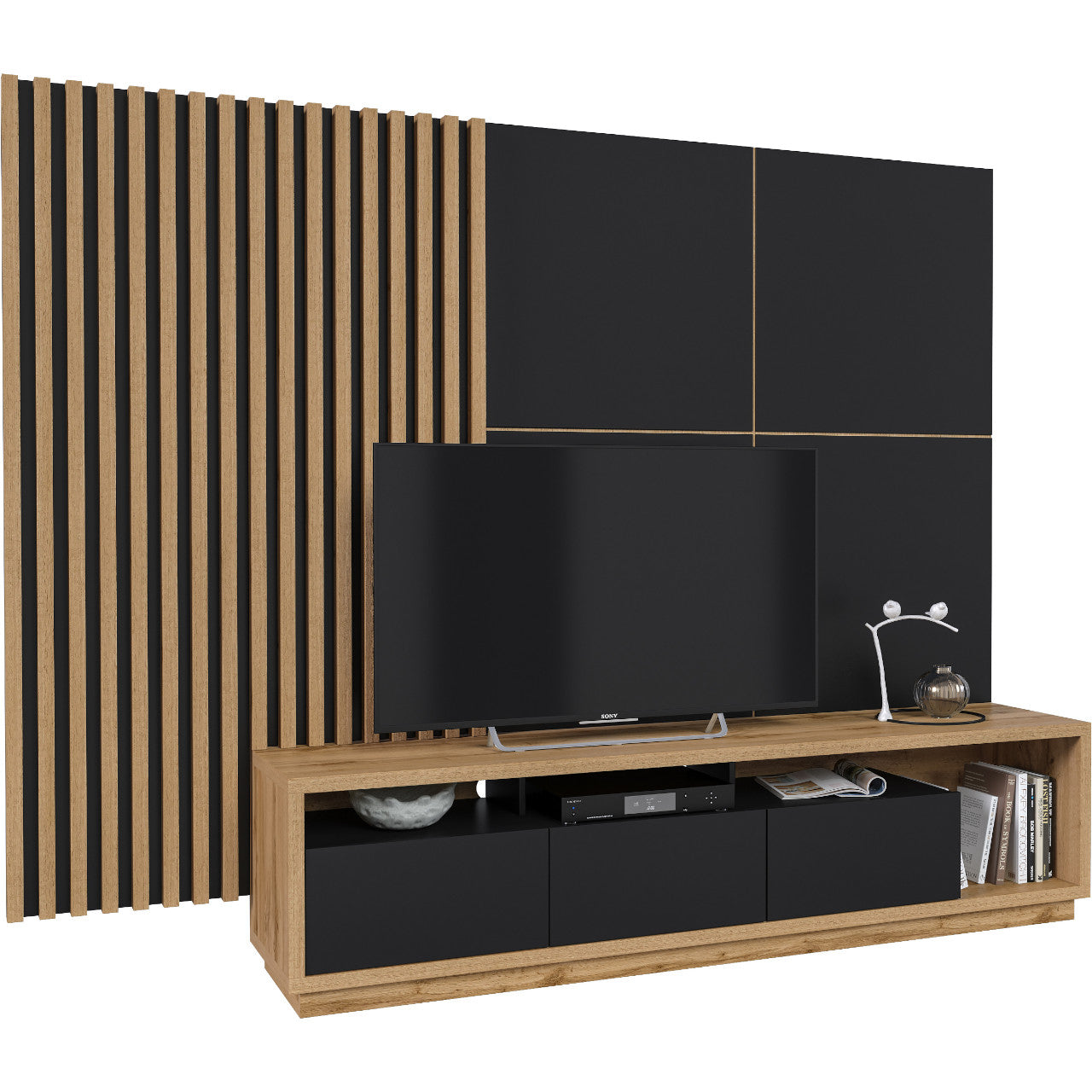 Wall unit CELINE 10 wotan oak / black