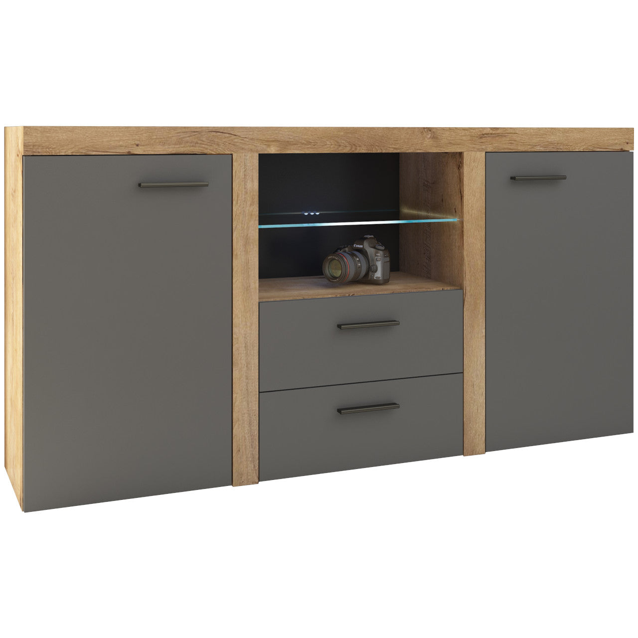 Chest of Drawers RUMBA / RODOS 2D2SZ graphite / lefkas