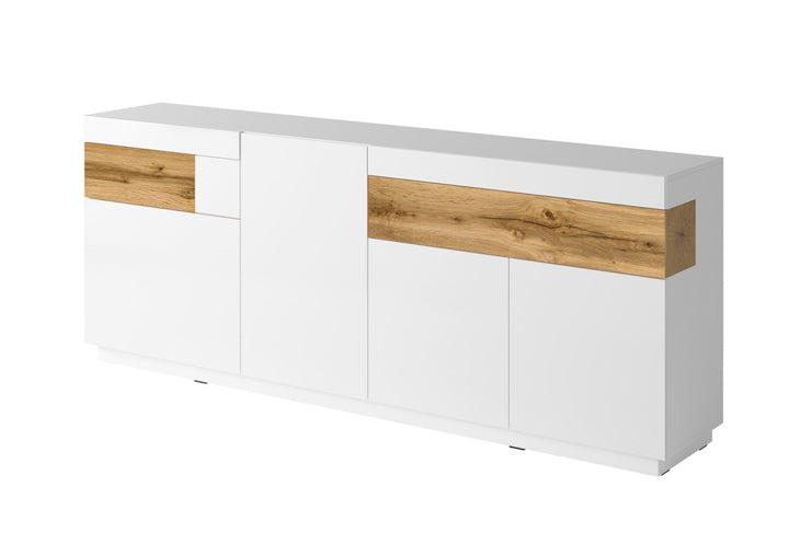 Chest of Drawers 4D2SZ SE25 SILKE white gloss / wotan oak