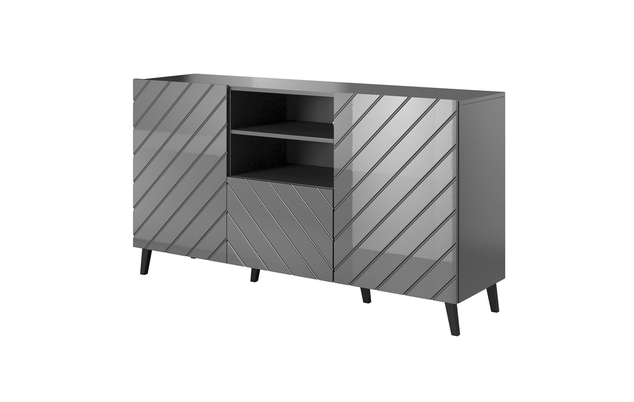 2 Door 1 Drawer Combi Chest ABETO graphite