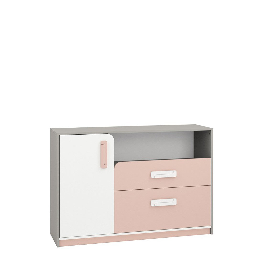 Chest of Drawers AIQ AQ09 138 grey platinum / white / powder pink