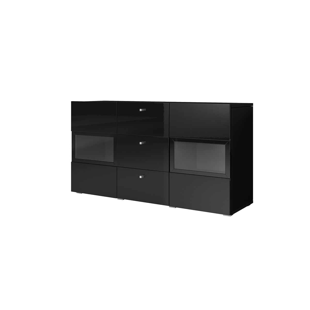 Chest of drawers ATHENS AT26 black / black gloss