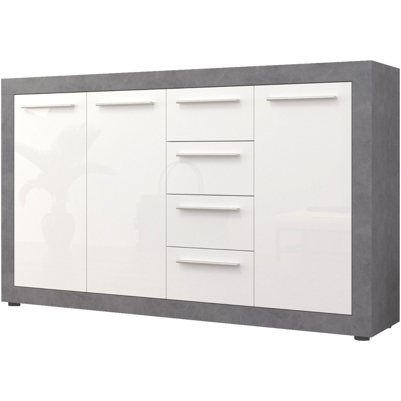 Chests of drawers BAFIA bright concrete / white gloss