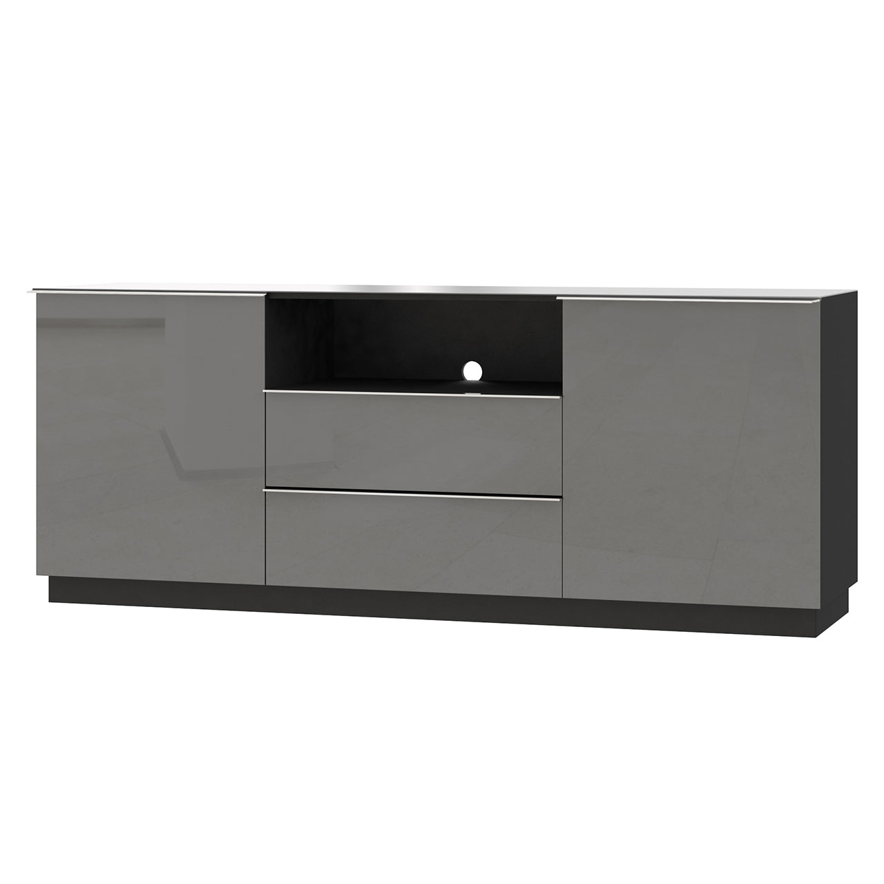 Chest of drawers HELIO HE25 black / grey glass