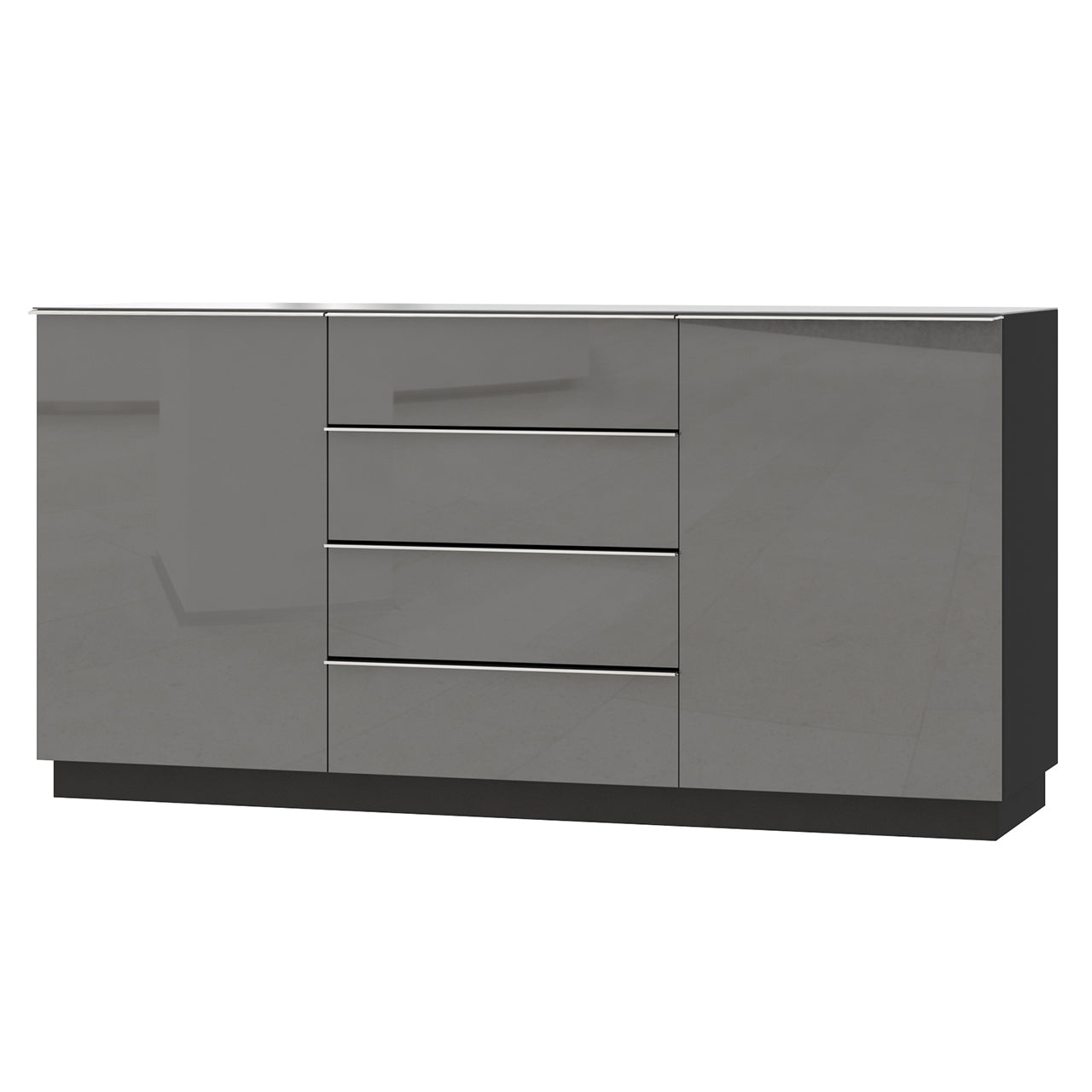 Chest of drawers HELIO HE26 black / grey glass