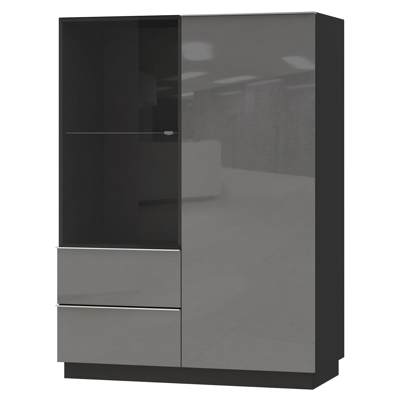 Chest of drawers HELIO HE44 black / grey glass