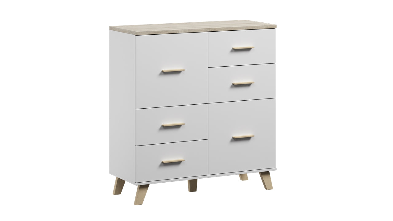 4 Drawer Combi Chest LOTTA 110 2D4S brilliant white / sonoma