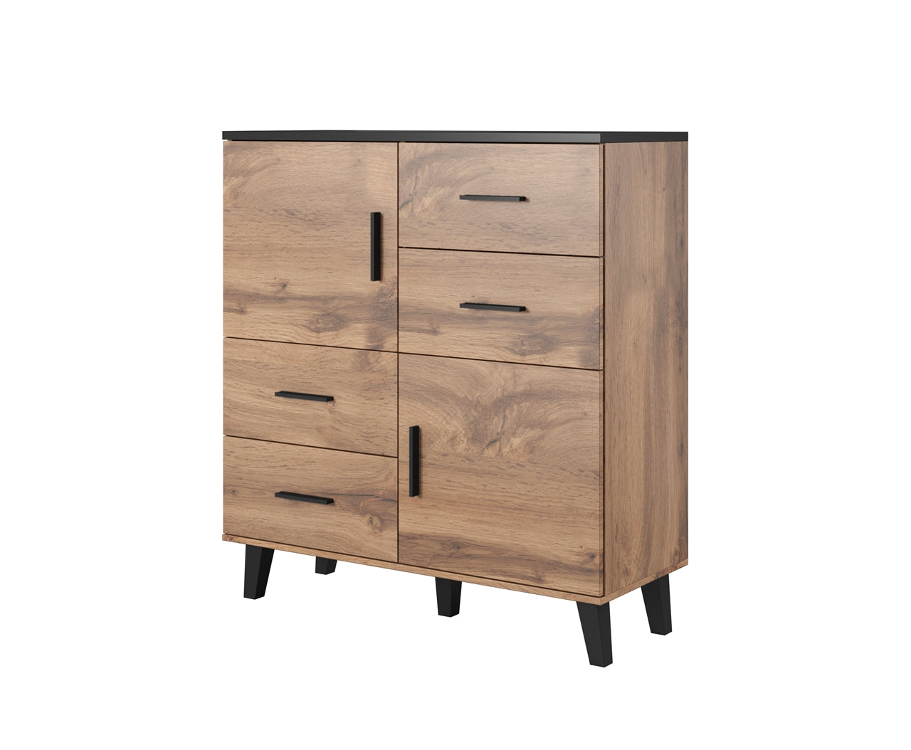 4 Drawer Combi Chest LOTTA 110 2D4S wotan oak / black