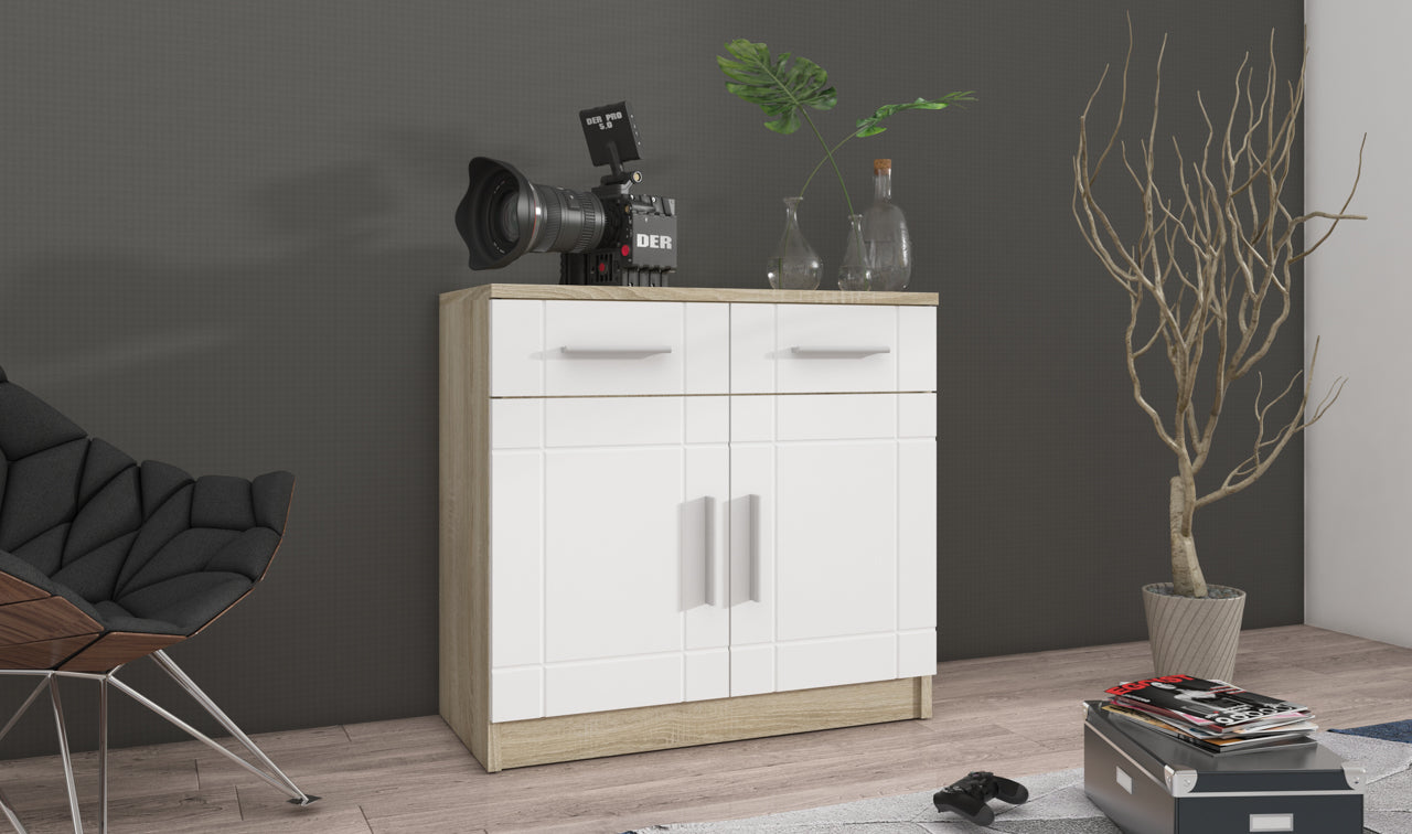 Chest of Drawers PARIS 2D white MDF / sonoma