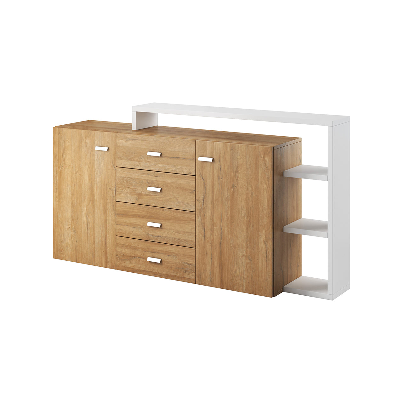 Chest of Drawers 2D4SZ BT27 BOTA White / White + Grandson Oak