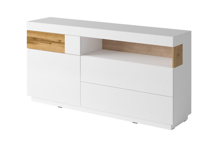 Chest of Drawers 1D3SZ SE47 SILKE white gloss / wotan oak