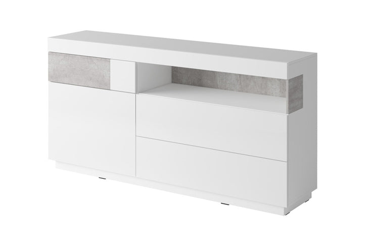 Chest of Drawers 1D3SZ SE47 SILKE white gloss / colorado concrete