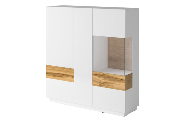 Chest of Drawers 3D SE46 SILKE white gloss / wotan oak