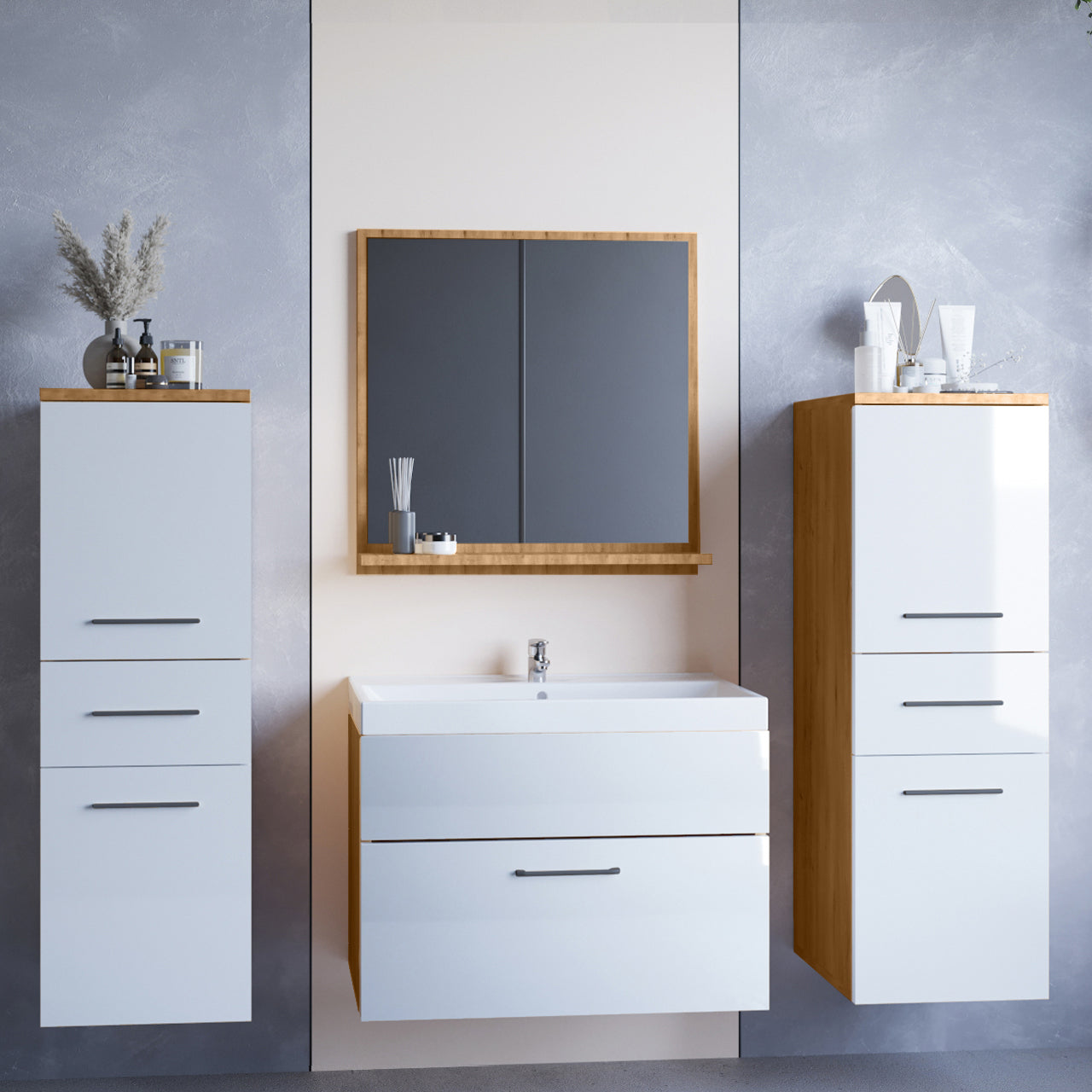 Bathroom LUPO MINI artisan oak / white gloss