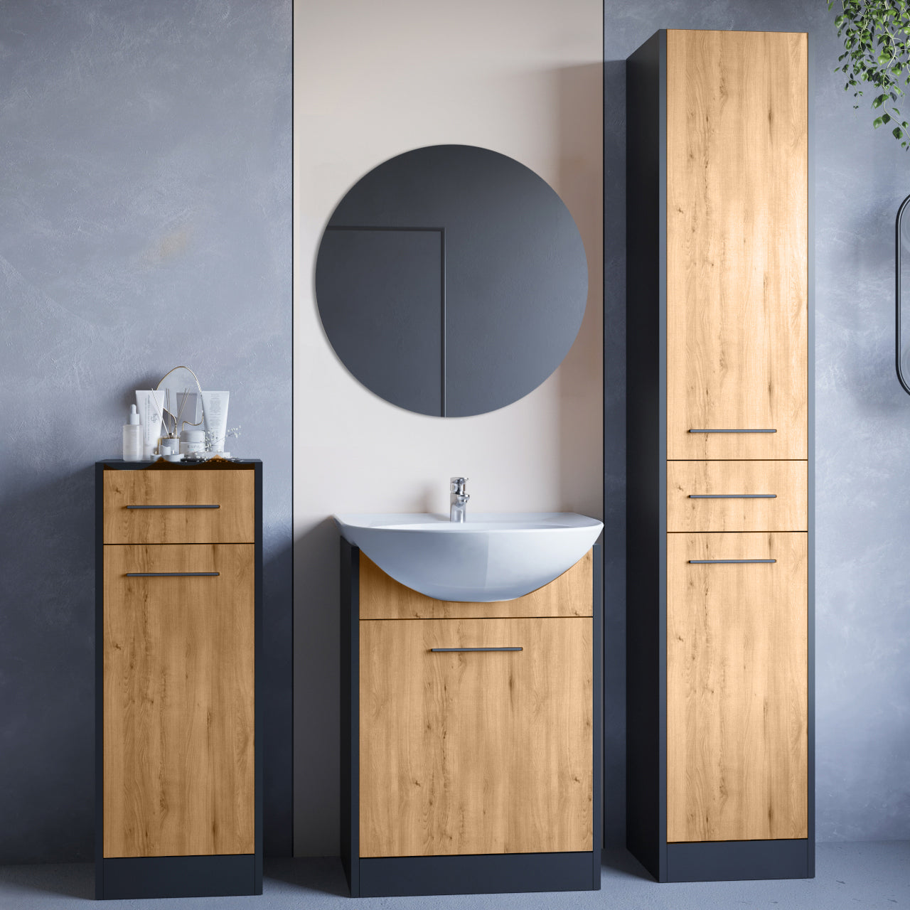 Bathroom SLIDO MINI black / artisan oak