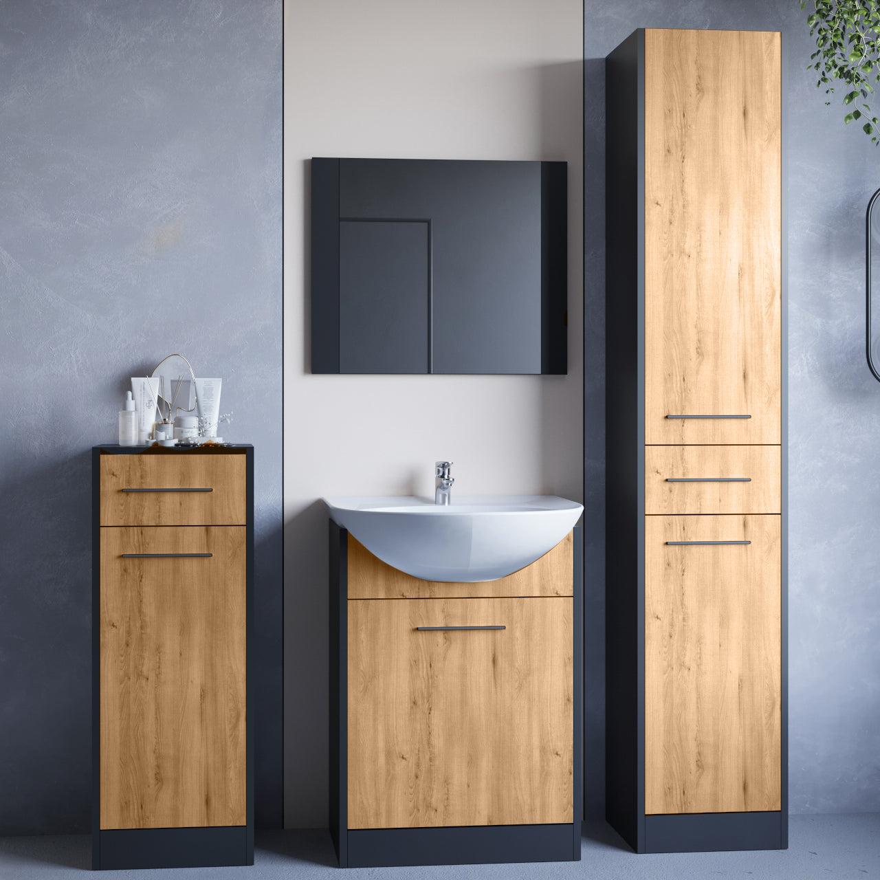 Bathroom SLIM MINI black / artisan oak