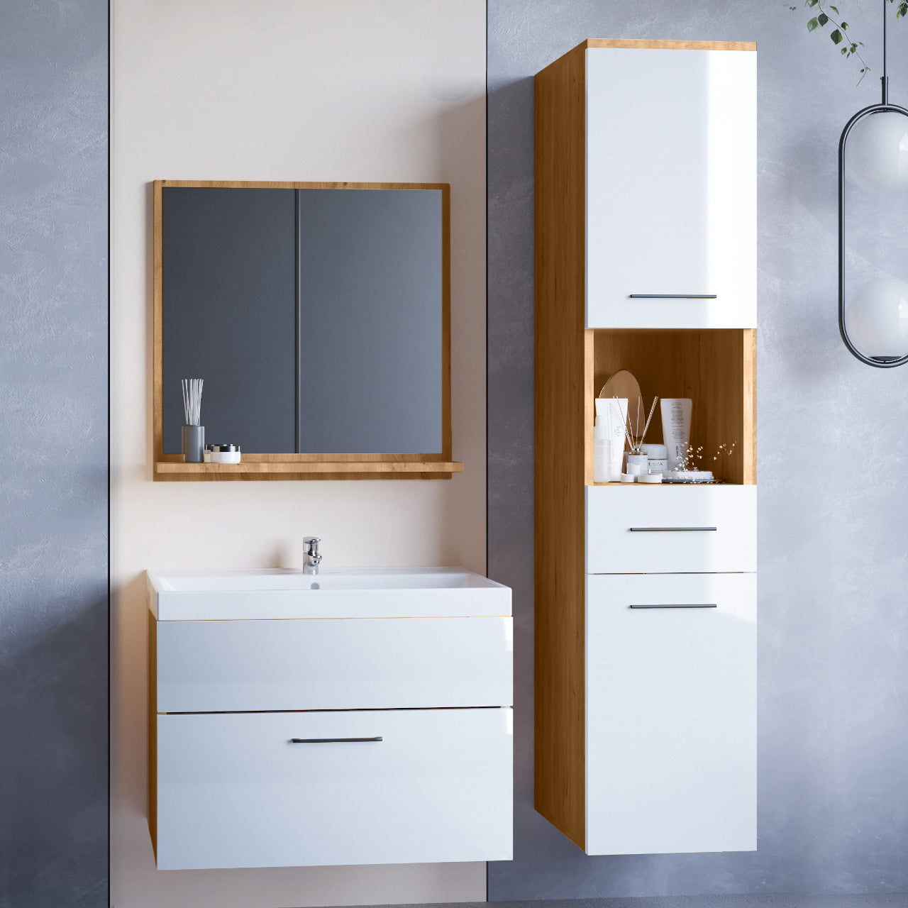 Bathroom TIPO artisan oak / white gloss