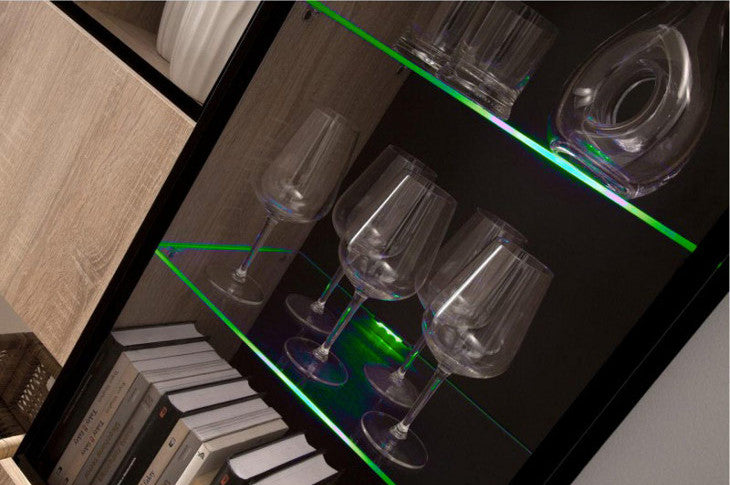 1 - point glass shelf LED lighting green