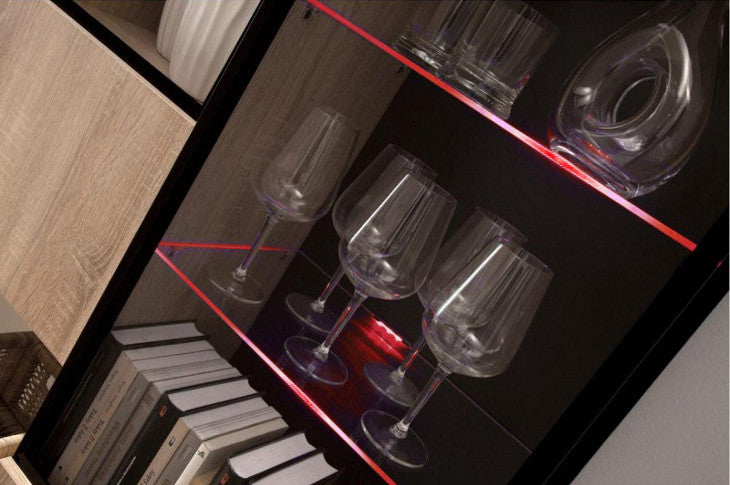 1 - point glass shelf LED lighting red