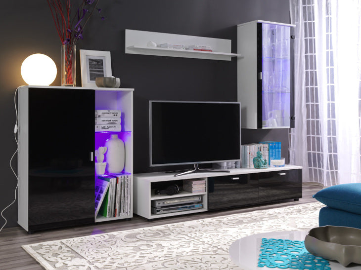 Wall unit LOCO White / Black Gloss