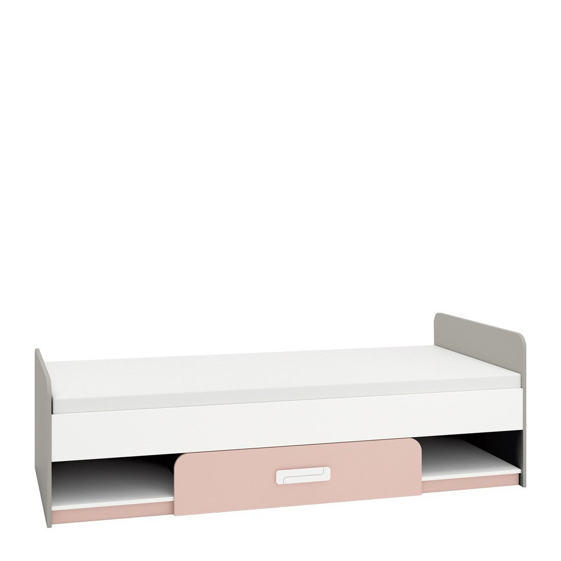 Bed 90x200 AIQ AQ12 grey platinum / white / powder pink