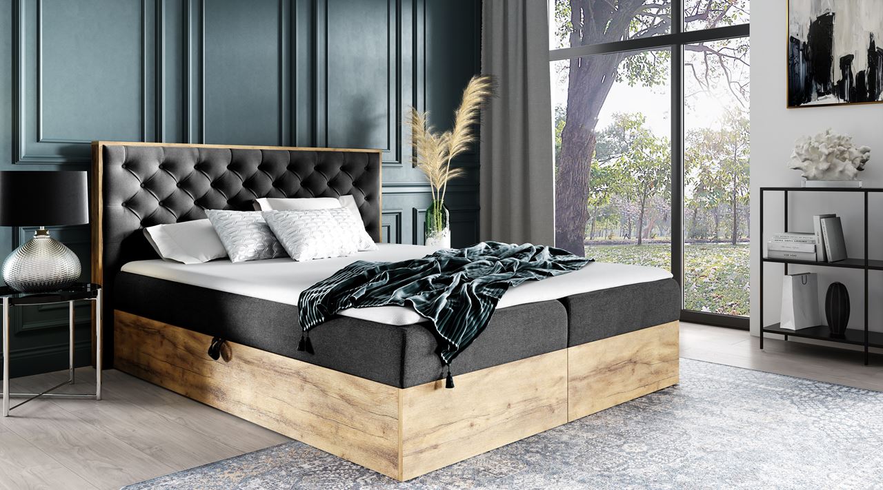 Continental bed 180x200 GIRASOLE black