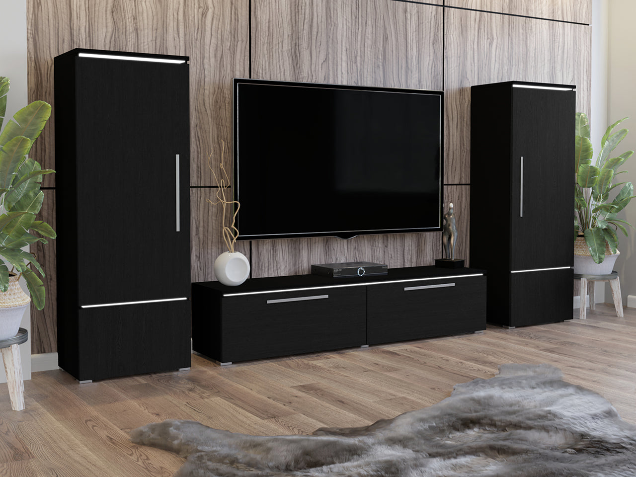 Wall unit AMBER AM09 black / alpin oak