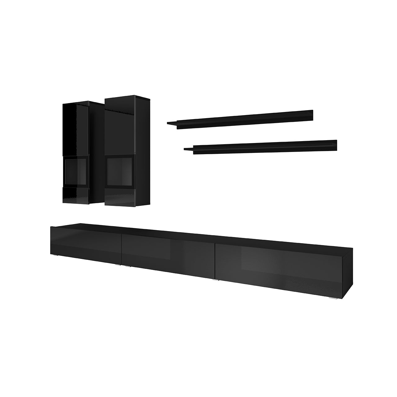 Wall unit ATHENS AT10 black / black gloss