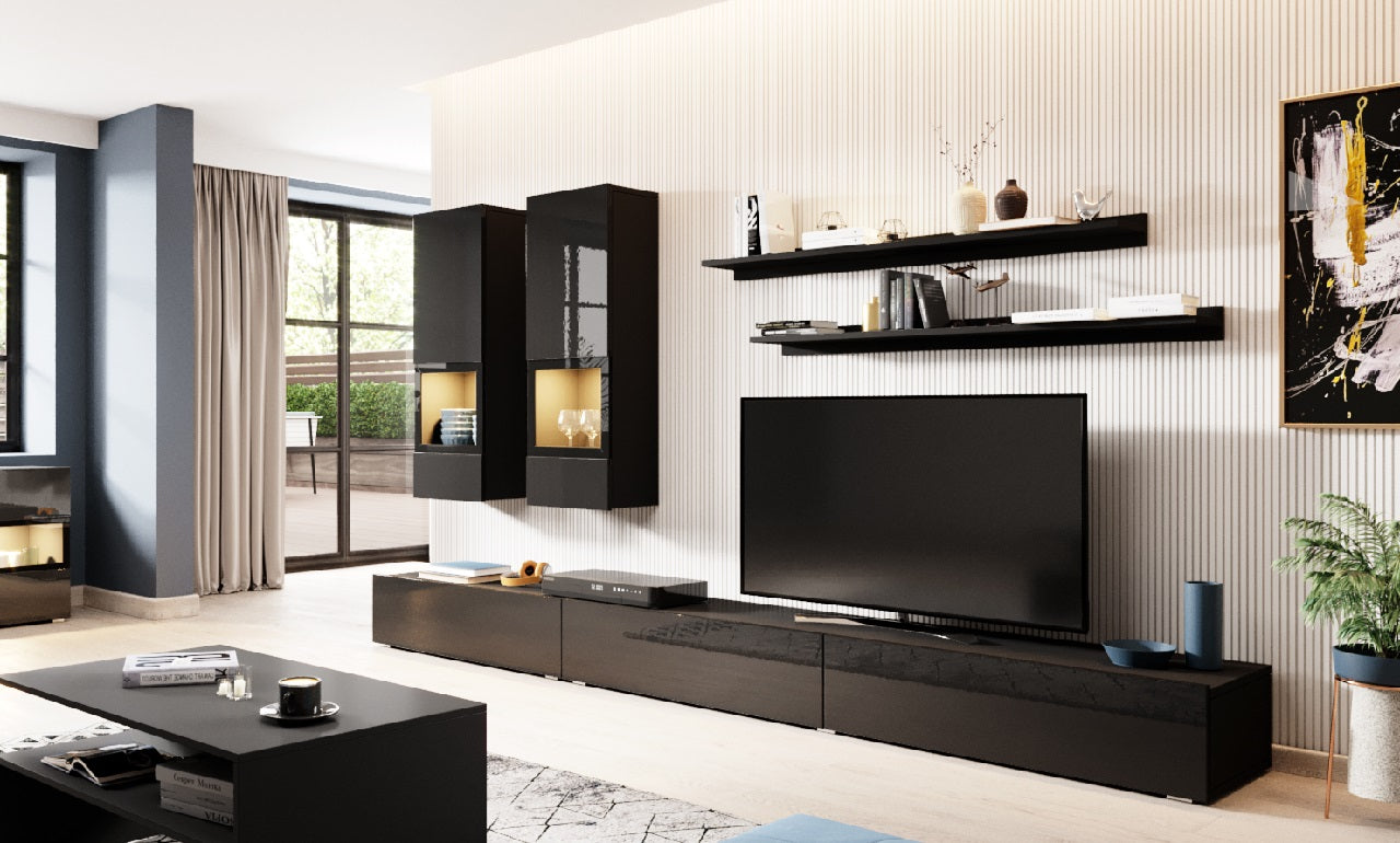 Wall unit BAROS black gloss