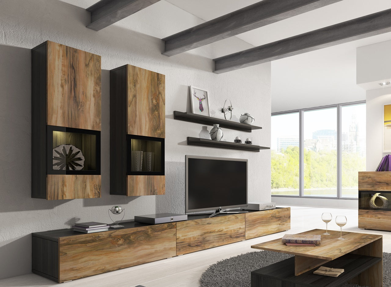 Wall unit BAROS touchwood / sattin walnut